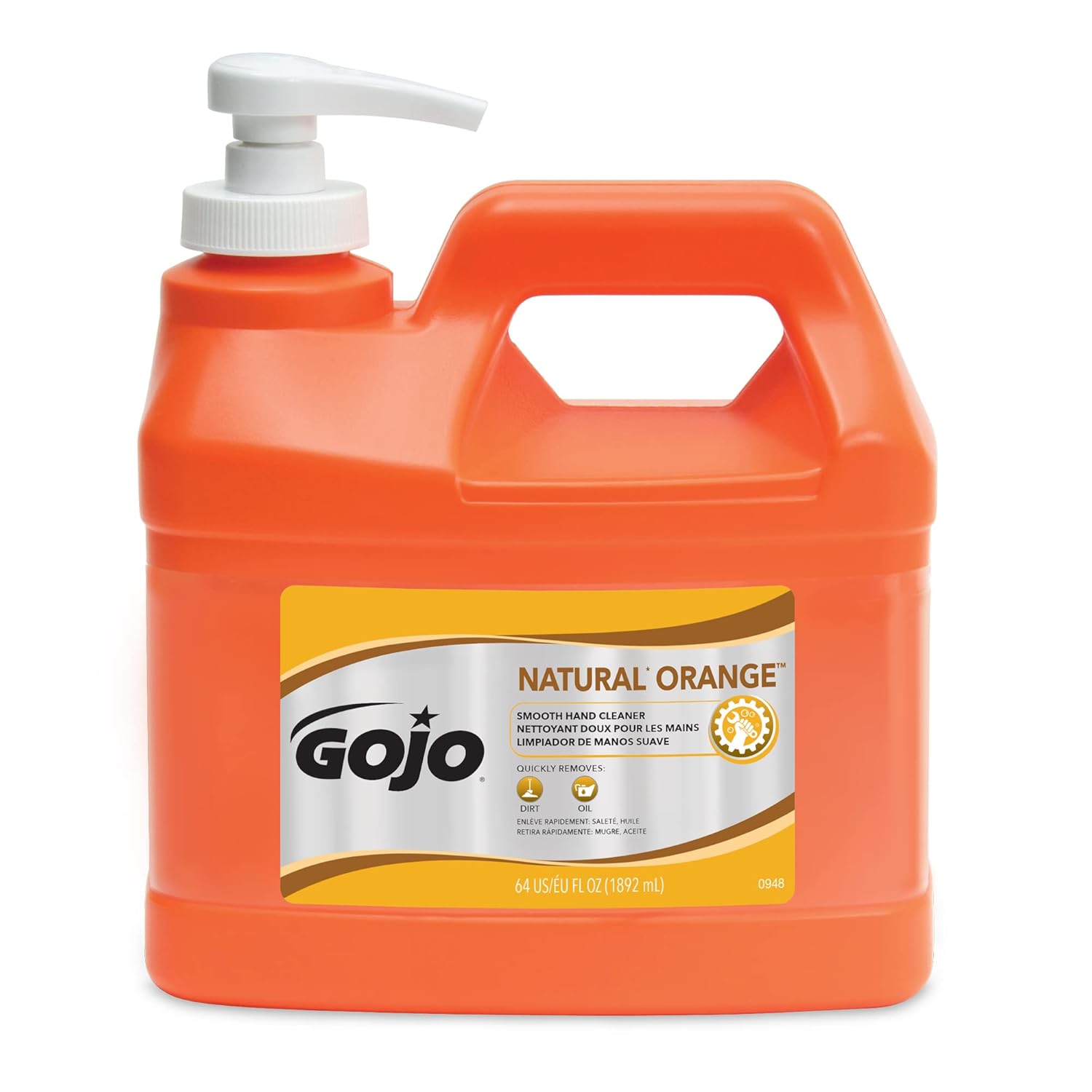 GOJO 1/2 Gallon Bottle White Natural Orange Citrus Scented Heavy Duty Hand Cleaner