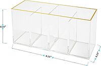 Martha Stewart Kerry Plastic 4 Compartment Pen Holder Office Desktop Organizer, with Gold Trim