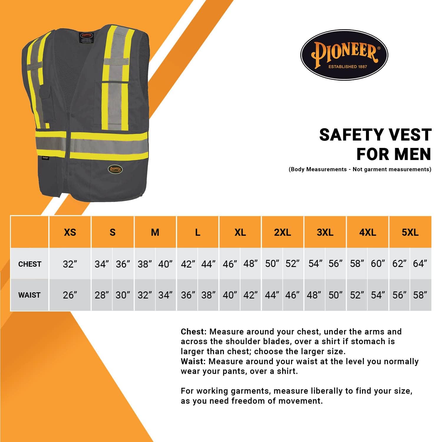 Pioneer Hi Vis Tear-Away Mesh Back Safety Vest - Reflective Tape, 4 Pockets