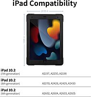 CODi Clear Rugged Case for iPad 10.2" (9th, 8th, 7th Gen) with Kickstand, Shockproof Protection, Asset Tag Window