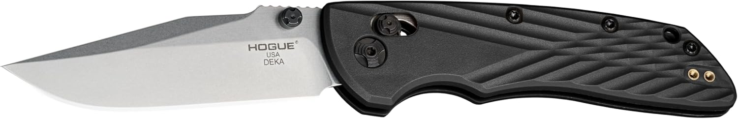 Hogue Deka ABLE Lock Folding Knife 3.25" CPM-MagnaCut Stonewashed Clip Point Blade, Black Polymer Handles
