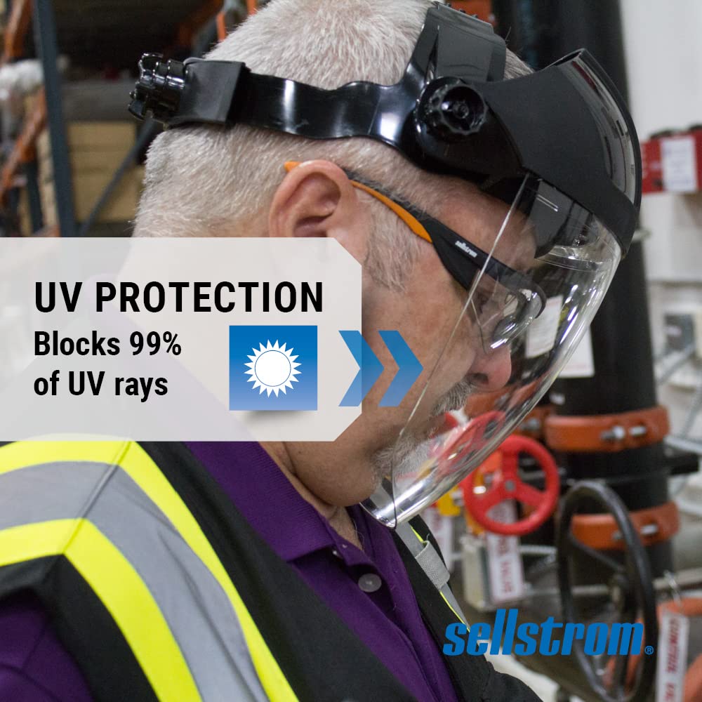 Sellstrom DP4 Face Shield - Lightweight Mask with High Impact Crown & Ratchet Headgear for Work, Grinding