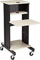 Oklahoma Sound PRC200 Steel Premium Presentation Cart, 18" Width x 40-1/2" Height x 30" Depth, Ivory Woodgrain/Black