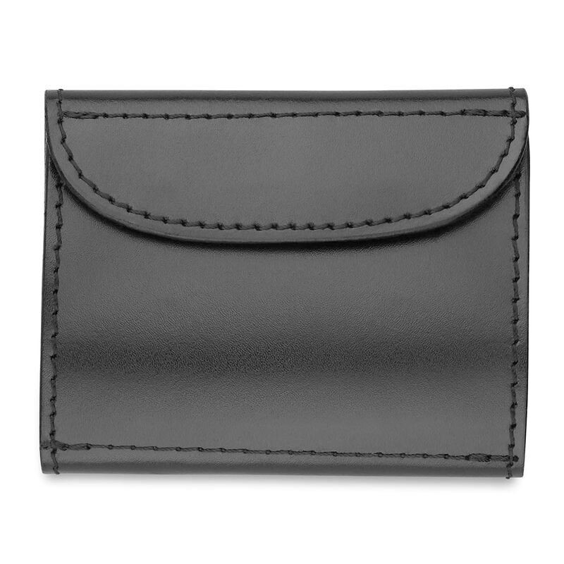 Plain Black Leather Glove Case - Designed to Hold 2 Sets of Latex Gloves - Full Grain Leather w/No Fillers