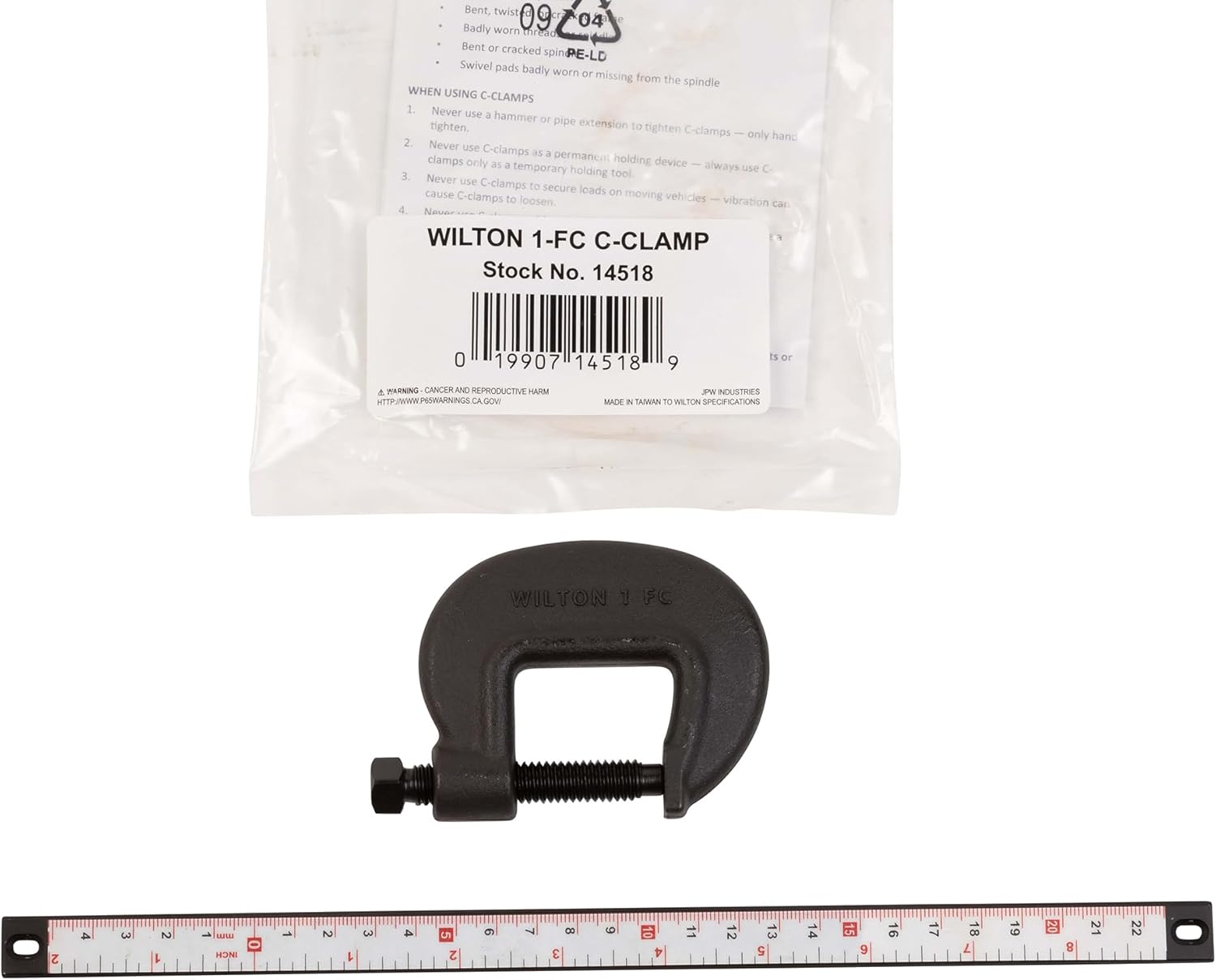 Wilton Brute Force C-Clamp, 1-3/8" Opening, 1-1/16" Throat, 5600 Lbs. Clamping Force (Model 1 F.C.) 1-3/8 in. Pack of 1