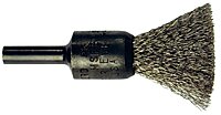 PFERD 82991 Stem Mounted Power Crimped Wire End Brush, Round Shank, Stainless Steel Bristle, 1" Diameter, 0.006" Wire Size