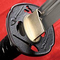 Cold Steel Warrior Series Katana Samurai Sword with Ray Skin Handle, Black Lacquered Wood Scabbard, Black Braid Cord and Brass Menuki, Chisa Katana