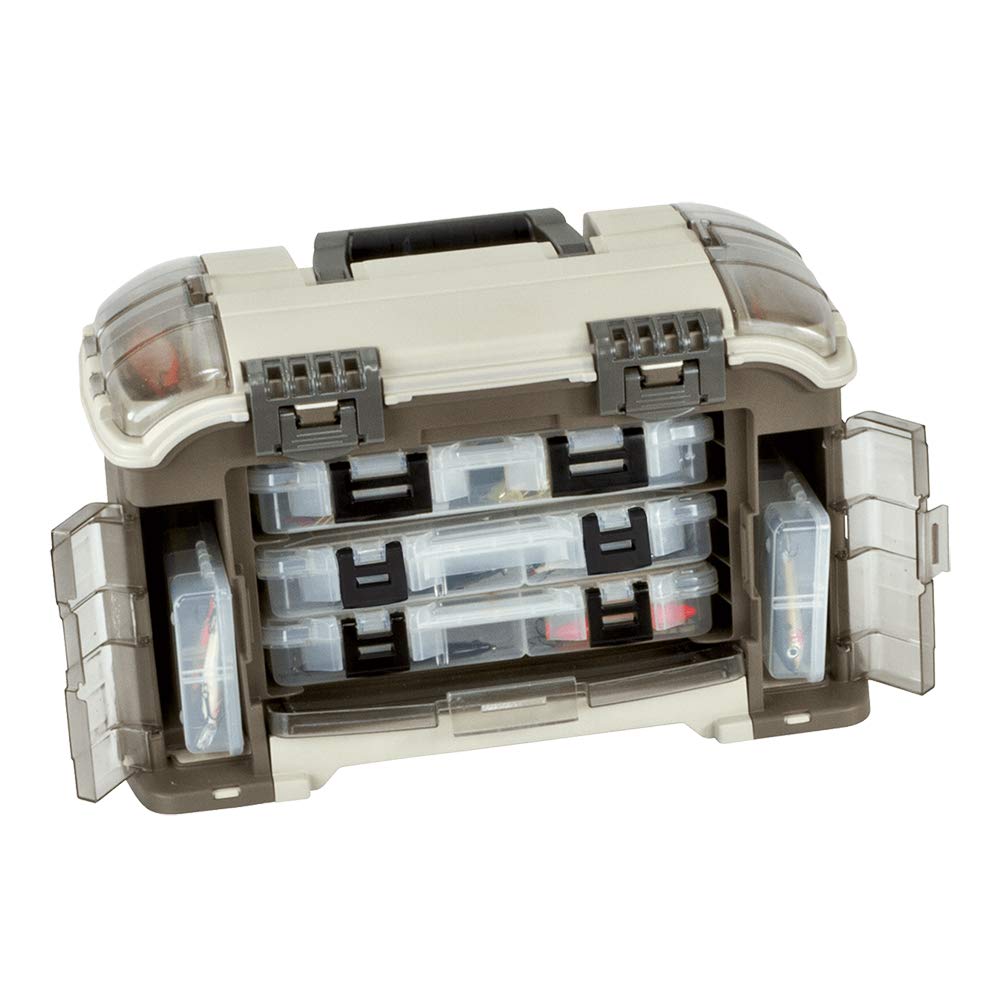 Plano Elite Series Ultimate Angled Tackle System, Graphite & Sandstone, Includes 6 StowAway Utility Boxes