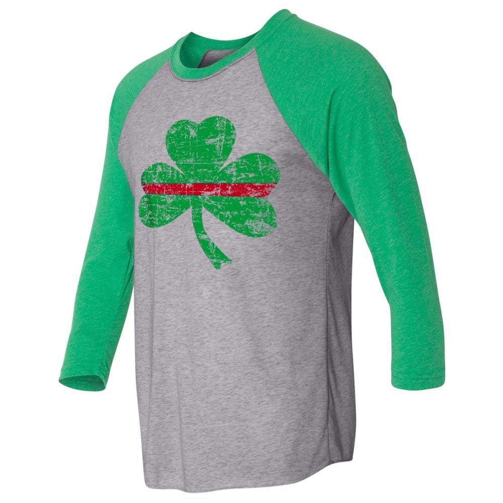 THIN BLUE LINE USA St. Patrick's Shamrock Raglan 3/4 Sleeve T-Shirt