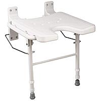HealthSmart Wall Mount Fold Away Bath Chair Shower Seat Bench with Adjustable Legs, FSA and HSA Eligible, Seat 16 x 16 Inches, White
