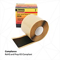 Scotch Cable Jacket Repair Tape 2234, 2 in x 6 ft, Black