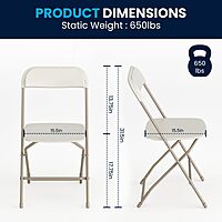 Flash Furniture Hercules Series Commercial-Grade Plastic Folding Chair - 650LB Weight Capacity