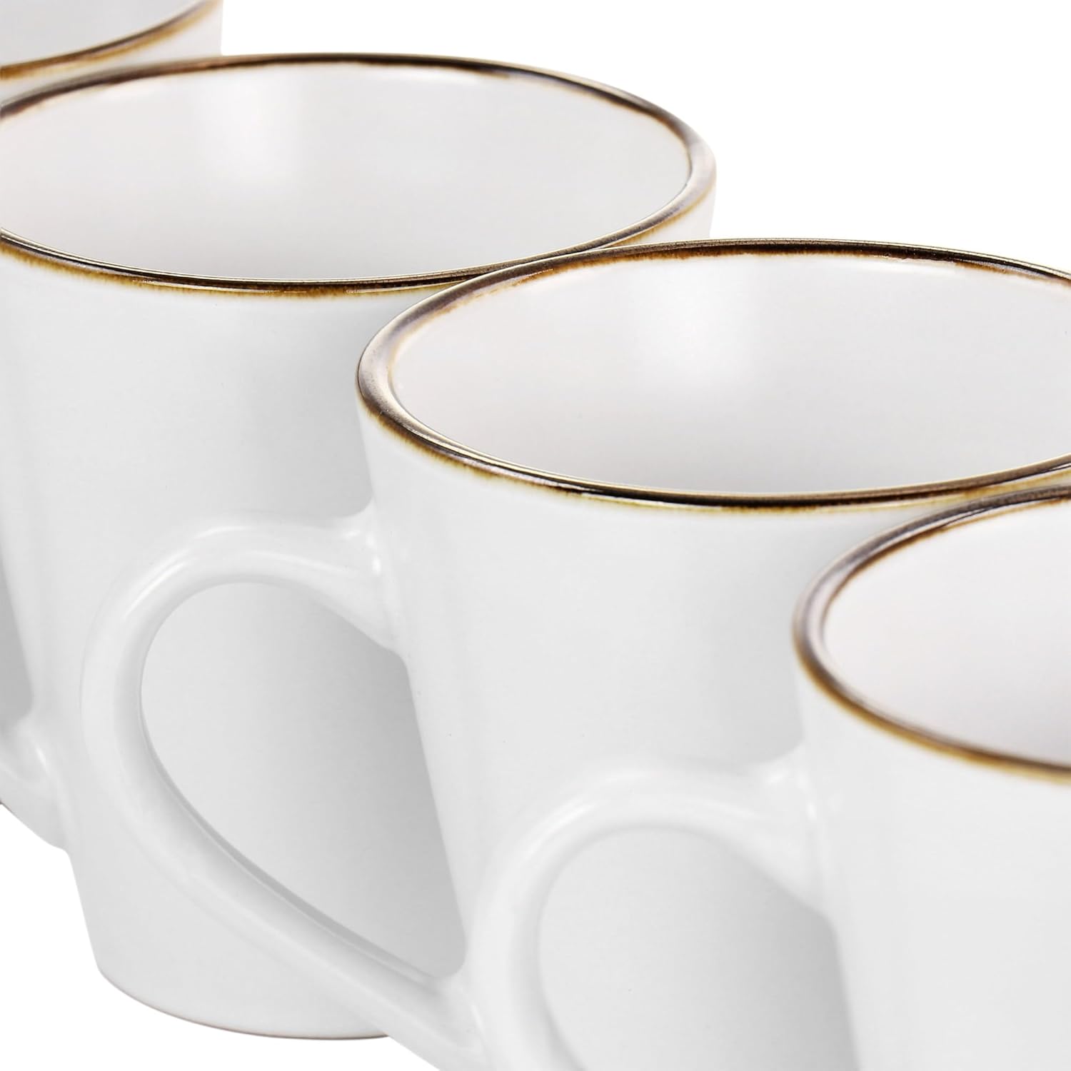 Elama Arthur 6 Piece Stoneware Mug Set in Matt White with Gold Rim