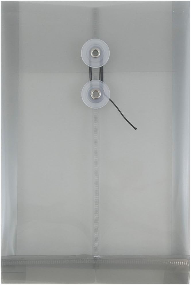 JAM PAPER Open-End Plastic Envelopes, Button & String