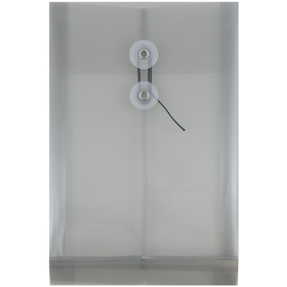 JAM PAPER Open-End Plastic Envelopes, Button & String
