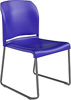 Flash Furniture Hercules Series 880 lb. Capacity Blue Full Back Contoured Stack Chair with Gray Powder Coated Sled Base