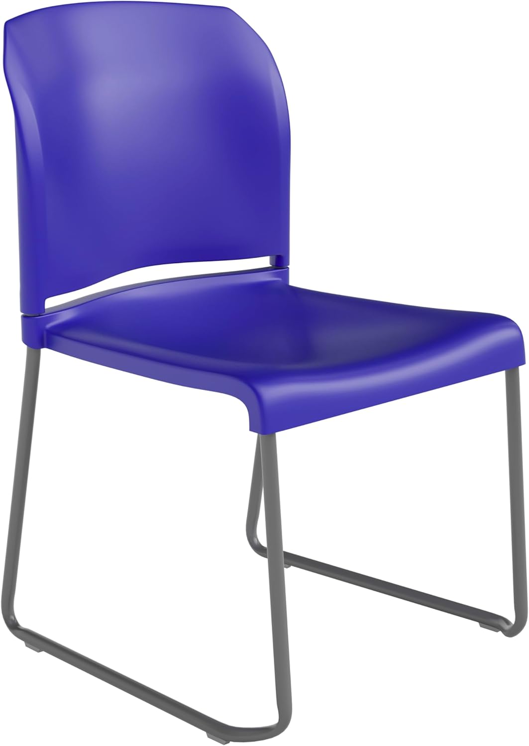Flash Furniture Hercules Series 880 lb. Capacity Blue Full Back Contoured Stack Chair with Gray Powder Coated Sled Base
