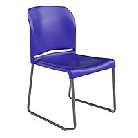 Flash Furniture Hercules Series 880 lb. Capacity Blue Full Back Contoured Stack Chair with Gray Powder Coated Sled Base