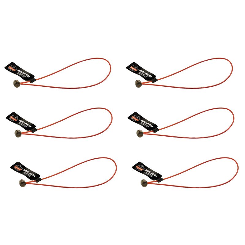 Wire Tool Attachment Tail with Loop End, Tool Weight Capacity 2lbs, 6-Pack, Ergodyne Squids 3704 , Orange