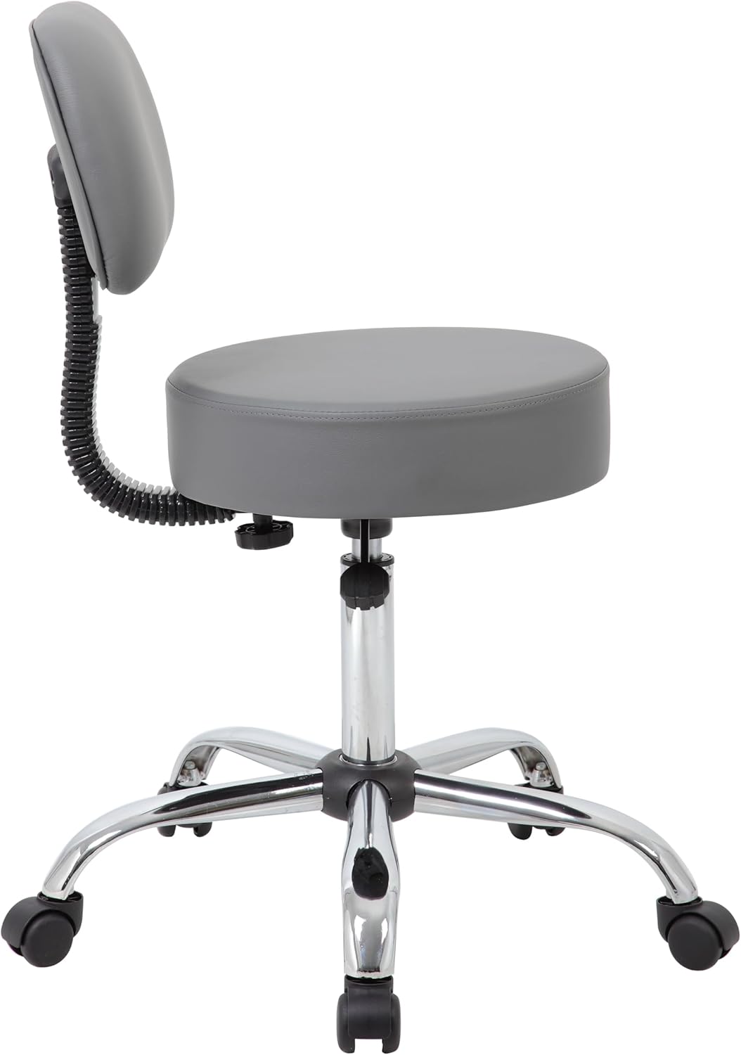 BOSS OFFICE PRODUCTS Medical Stool with Back, Antimicrobial Vinyl, Chrome Base