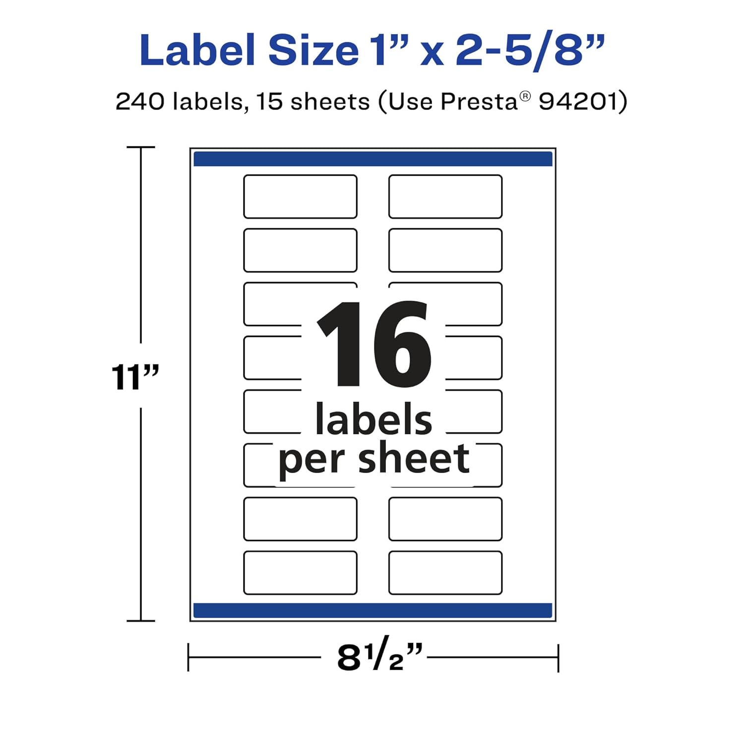 AVERY Matte White Removable Rectangle Labels, Sure Feed, Print-to-the-Edge, 1" x 2-5/8"