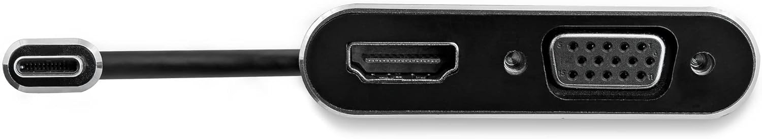 StarTech.com USB-C to VGA and HDMI Adapter - 2-in-1 - 4K 30Hz - Space Grey - Windows & Mac Compatible (CDP2HDVGA)
