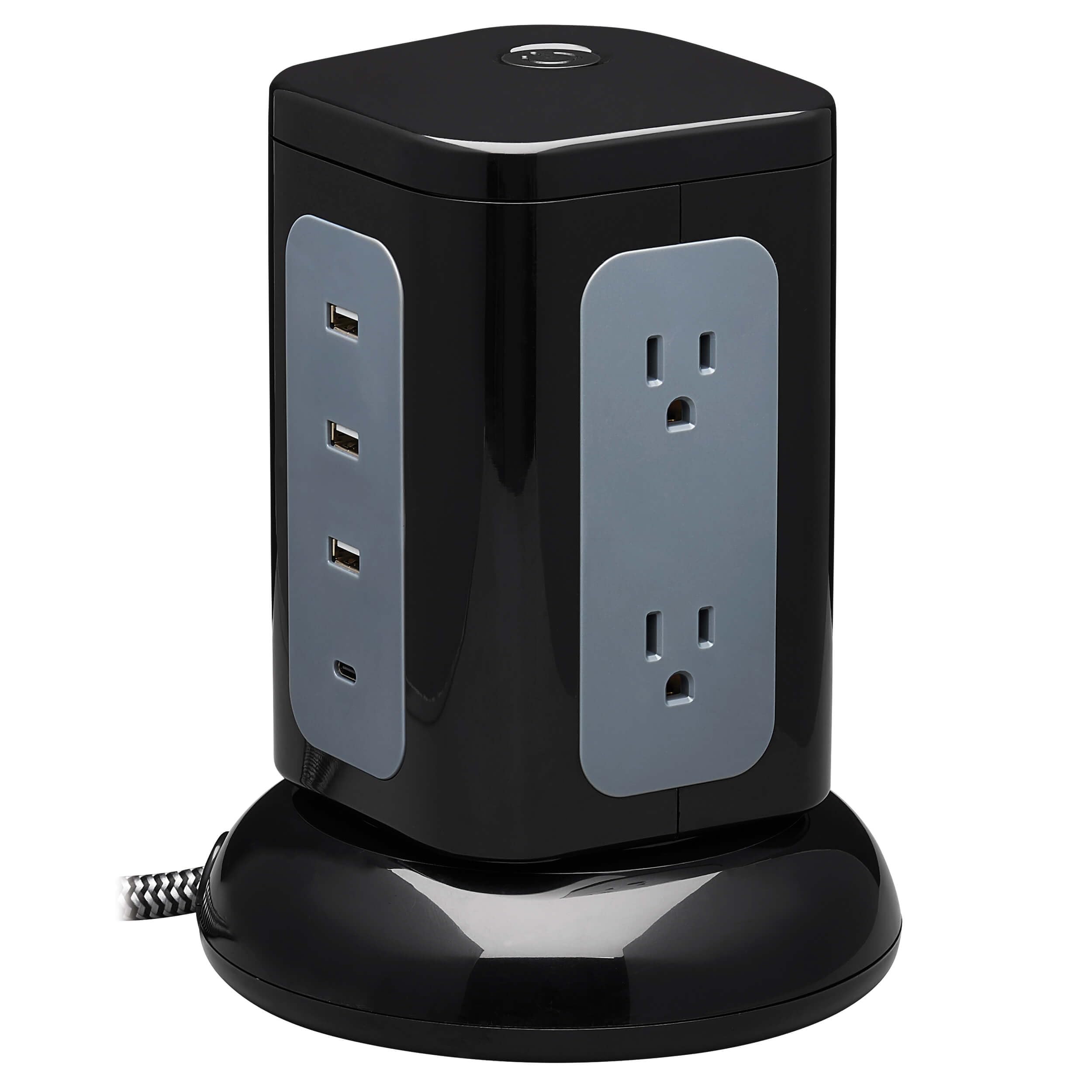 Tripp Lite TLP606UCTOWER Surge Protector Tower with USB Ports, 1800 Joules, 6-Outlets, 3 USB-A + 1 USB-C, 8ft Cord