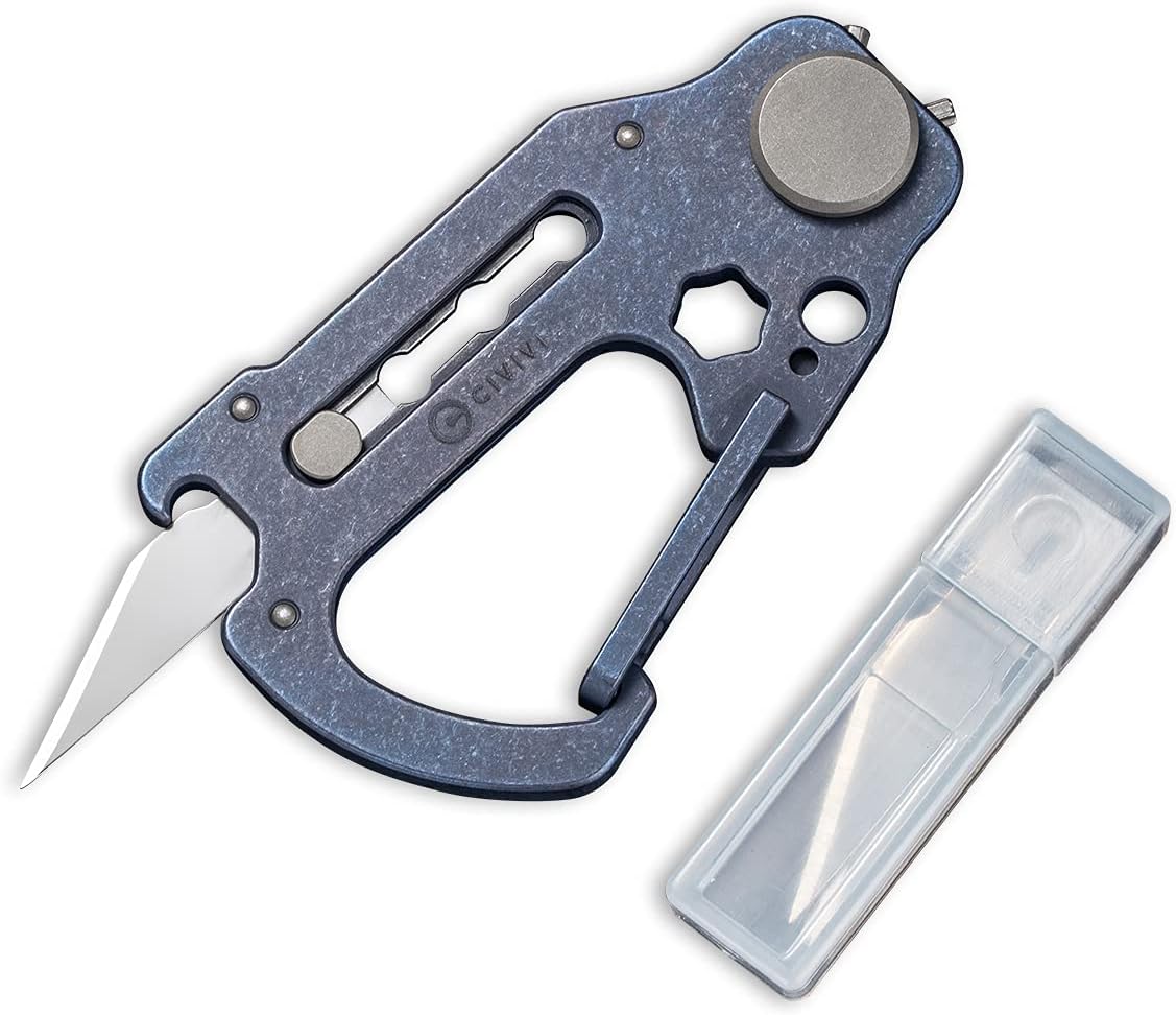 CIVIVI Polymorph Titanium Carabiner Multi-Tool with Utility Blade, Bottle Opener and Screwdriver