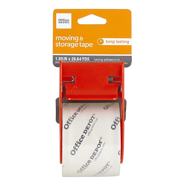 Office Depot® Brand Moving & Storage Packing Tape With Dispenser, 1.89" x 26.64 Yd, Crystal Clear