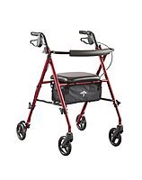 Medline Superlight Folding Aluminum Mobility Rollator Walker, Red, 250 lb. Weight Capacity, 6" Wheels, Adjustable Arms and Seat, Foldable Rolling Walker for Seniors Burgundy