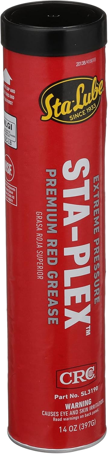 Sta-Lube Sta-Plex Extreme Pressure Premium Red Grease SL3190 – 14 Oz., Multi-Purpose Lithium Complex Grease Cartridge 14 Oz