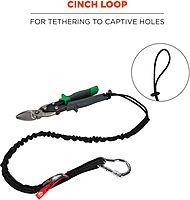 Ergodyne Squids 3100 Tool Lanyard with Single Carabiner and Adjustable Loop End, Standard Length Black