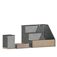 Flash Furniture Comerford 3-Piece Metal and Wood Organizer Set