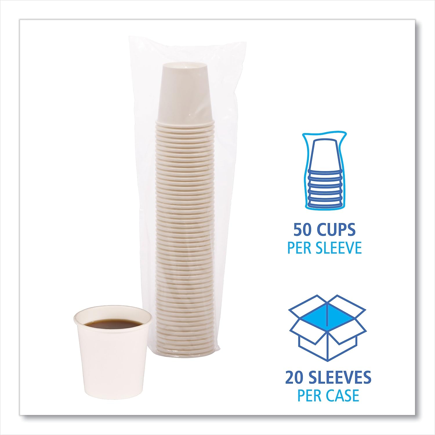 Boardwalk Paper Hot Cups, 4 oz, White, 1000/Carton