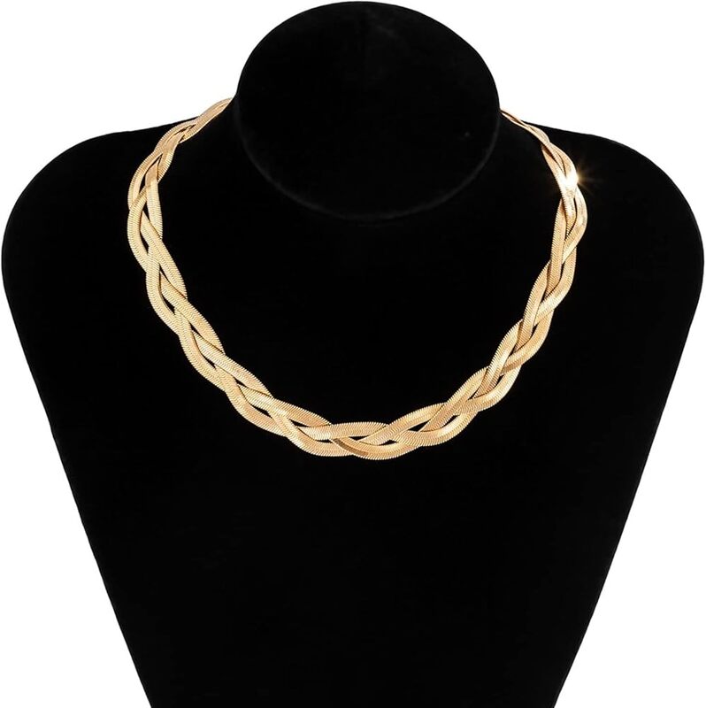 NON-TARNISHING GOLD REPLICA WOOVEN NECKLACE WITH ADJUSTMENT