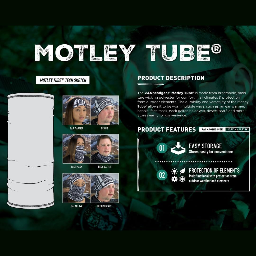 ZANHEADGEAR Motley Tube Multifunctional Neck Gaiter Headwear