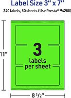 Avery Printable Rectangle Labels, Sure Feed Technology, 3" x 7", Neon Green, Print-to-The-Edge, Laser/Inkjet Printable