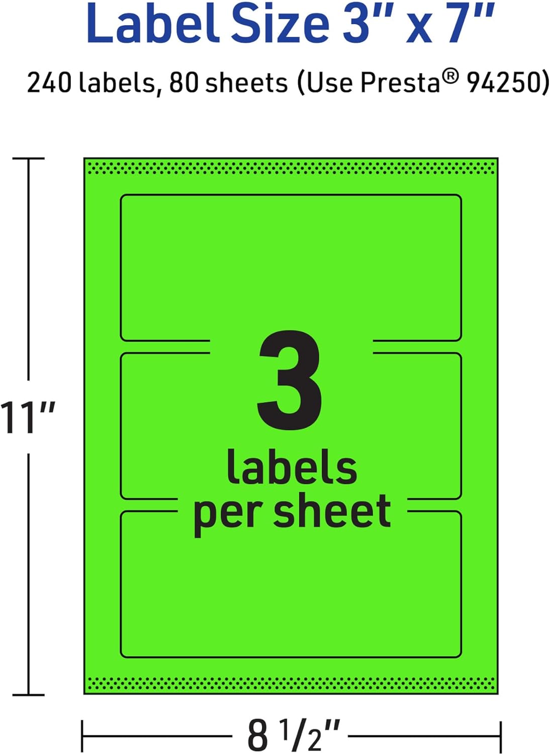 Avery Printable Rectangle Labels, Sure Feed Technology, 3" x 7", Neon Green, Print-to-The-Edge, Laser/Inkjet Printable