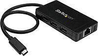 StarTech.com USB-C to Ethernet Adapter - Gigabit - 3 Port USB C to USB Hub and Power Adapter - Thunderbolt 3 Compatible
