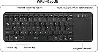 WKB-4050UB Wireless Keyboard with Built-in Touchpad, 2.4GHz RF Technology, Ultra-Slim Scissor Switch Keys, 30ft Range