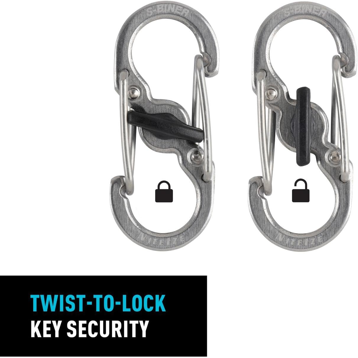 Nite Ize BigFoot Locker KeyRack Stainless Steel Key Holder with S-Biner MicroLocks