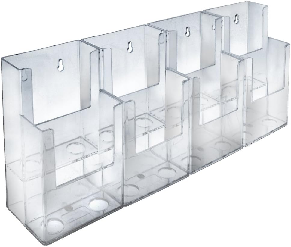 AZAR DISPLAYS 2-Tier Tri-Fold Brochure Counter Display, Clear Acrylic