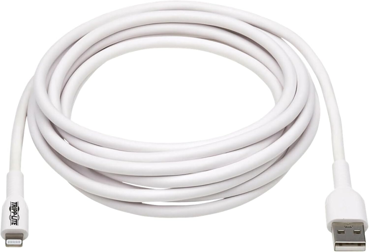Tripp Lite Safe-IT USB-A to Lightning Charge Cable for iPhone & iPad, Male-to-Male Cable, MFi Certified, White