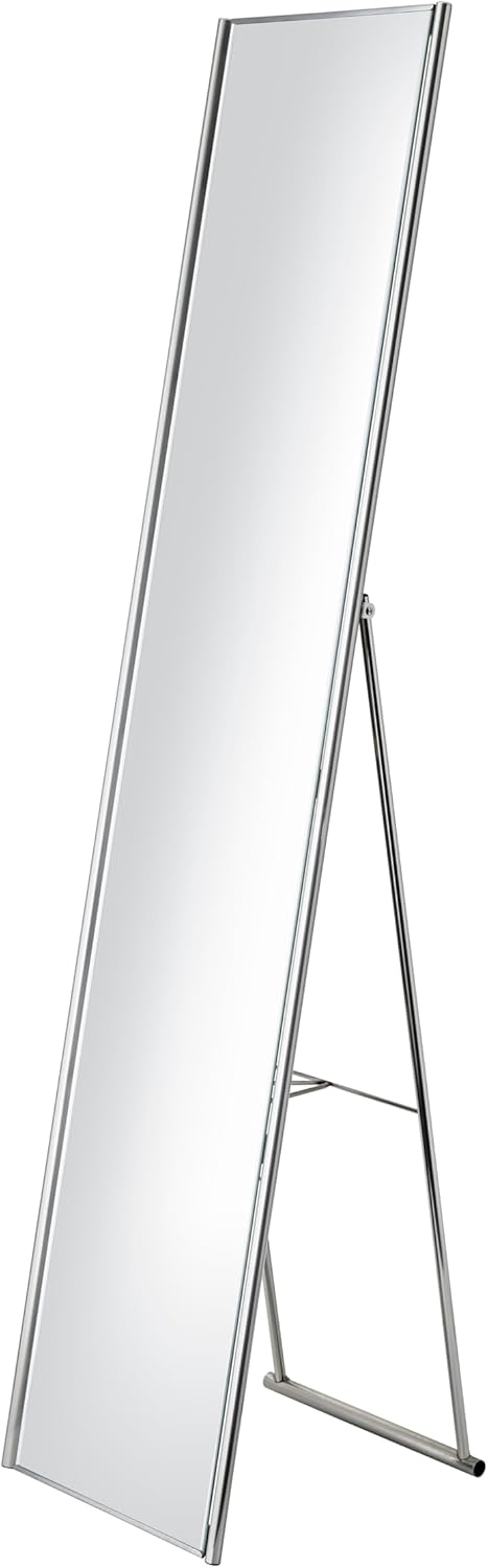 Adesso Alice Floor Mirror, Freestanding, Full Length Mirror with Foldable Kickstand, Lightweight, Brushed Steel Frame