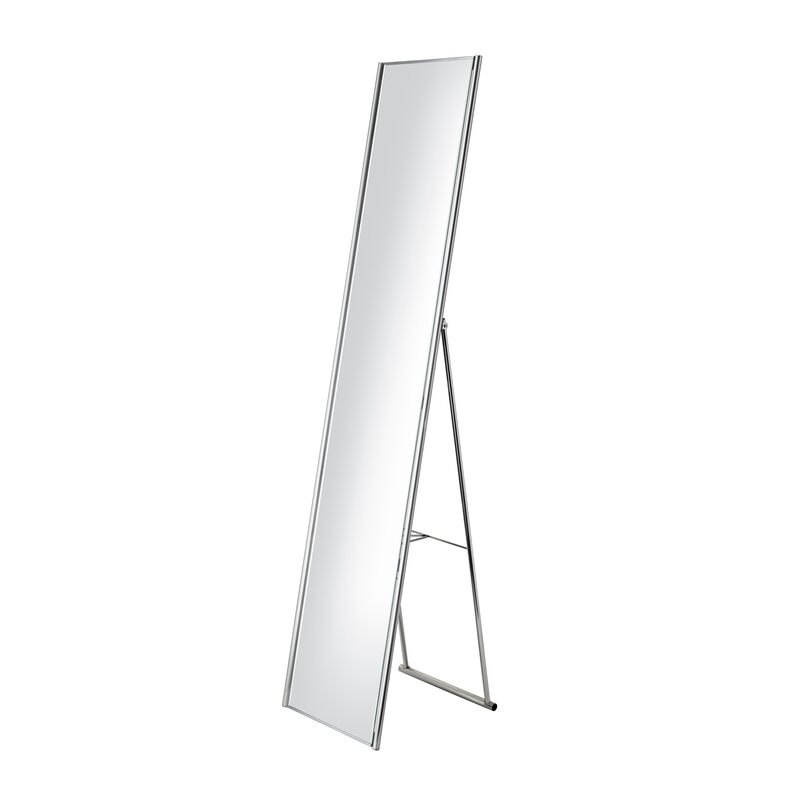 Adesso Alice Floor Mirror, Freestanding, Full Length Mirror with Foldable Kickstand, Lightweight, Brushed Steel Frame