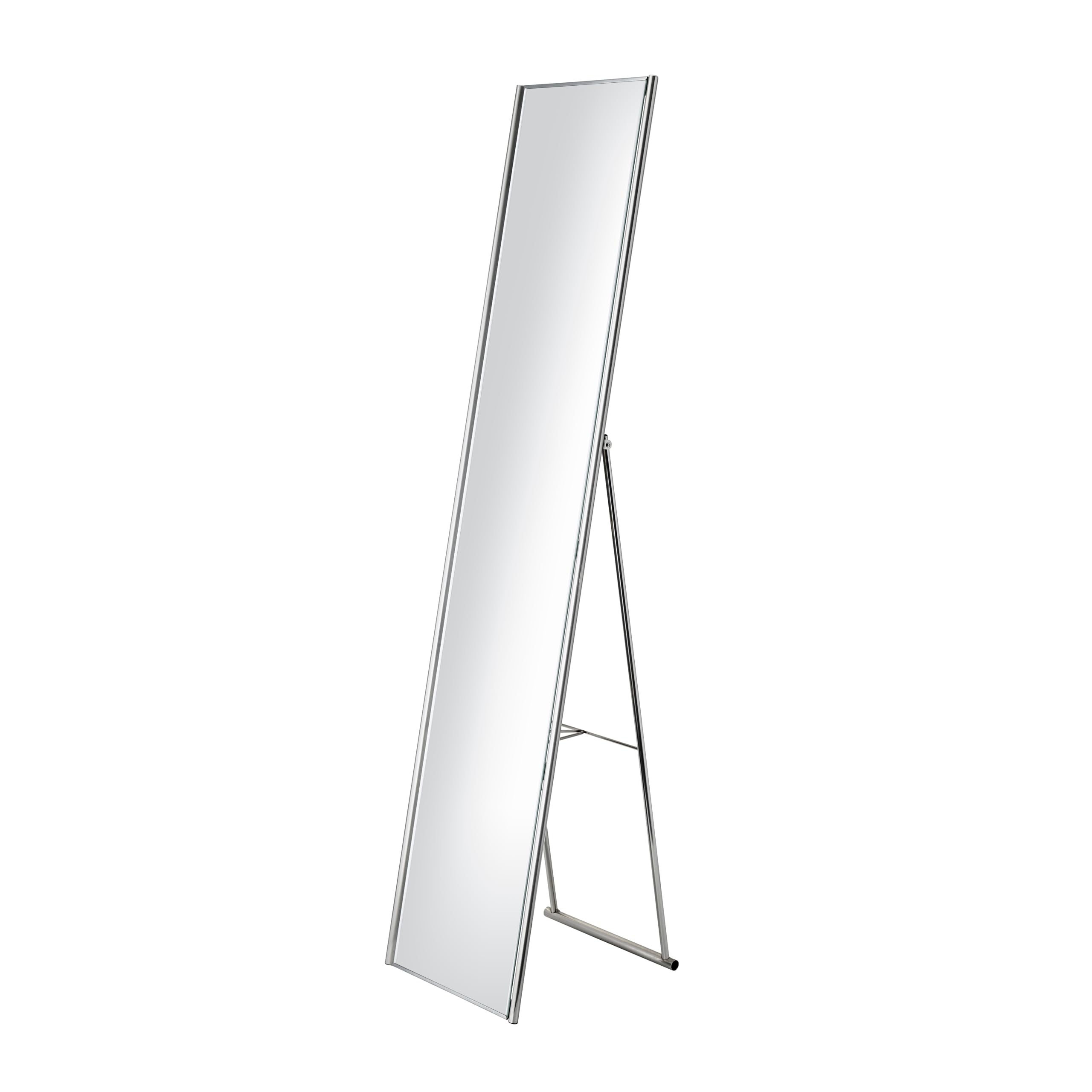 Adesso Alice Floor Mirror, Freestanding, Full Length Mirror with Foldable Kickstand, Lightweight, Brushed Steel Frame