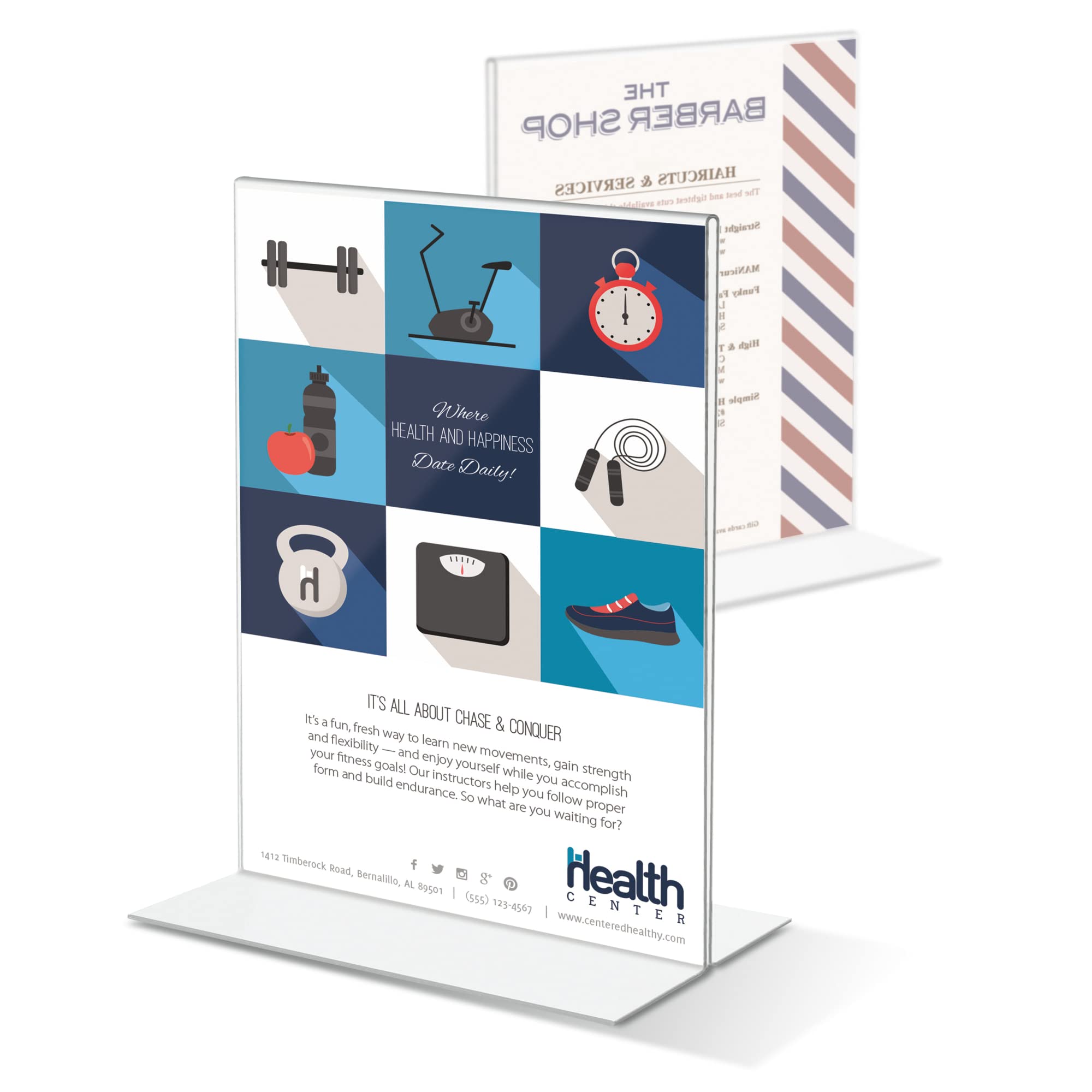 Office Depot Brand Stand-Up Sign Holder, Vertical, 7inH x 5inW, Clear, 69101