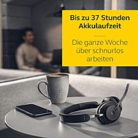 Jabra Evolve2 65 Headset - Microsoft Teams Certification - Stereo - Wireless - Bluetooth - 98.4 ft - Over-the-head - Binaural - Supra-aural - Black