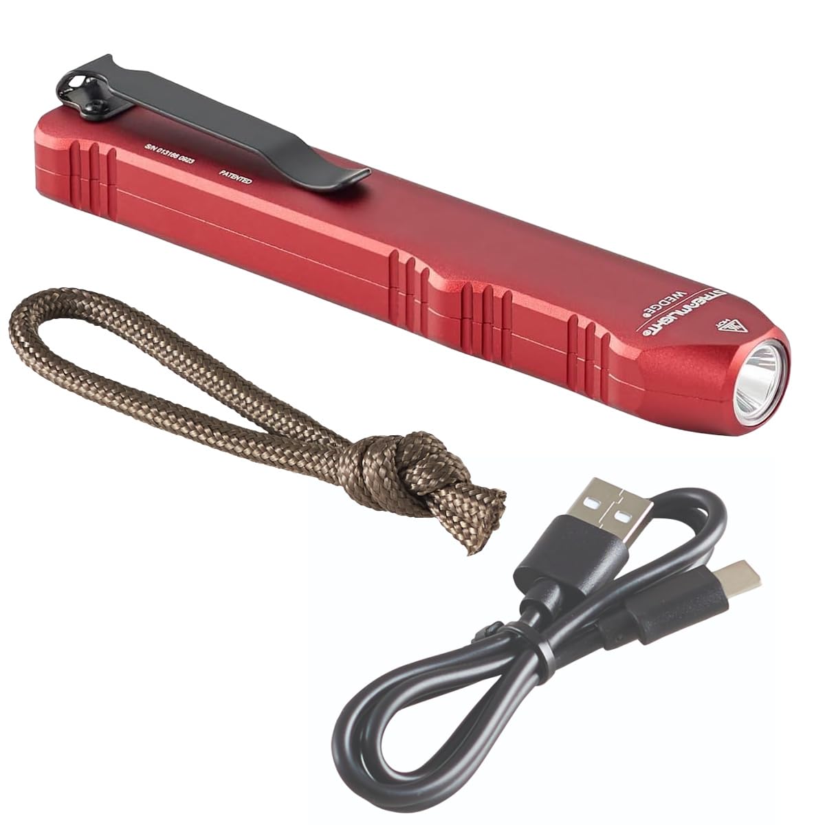 Streamlight 88814 Wedge 300-Lumen Slim Everyday Carry Flashlight, Includes USB-C Cable and Lanyard, Red