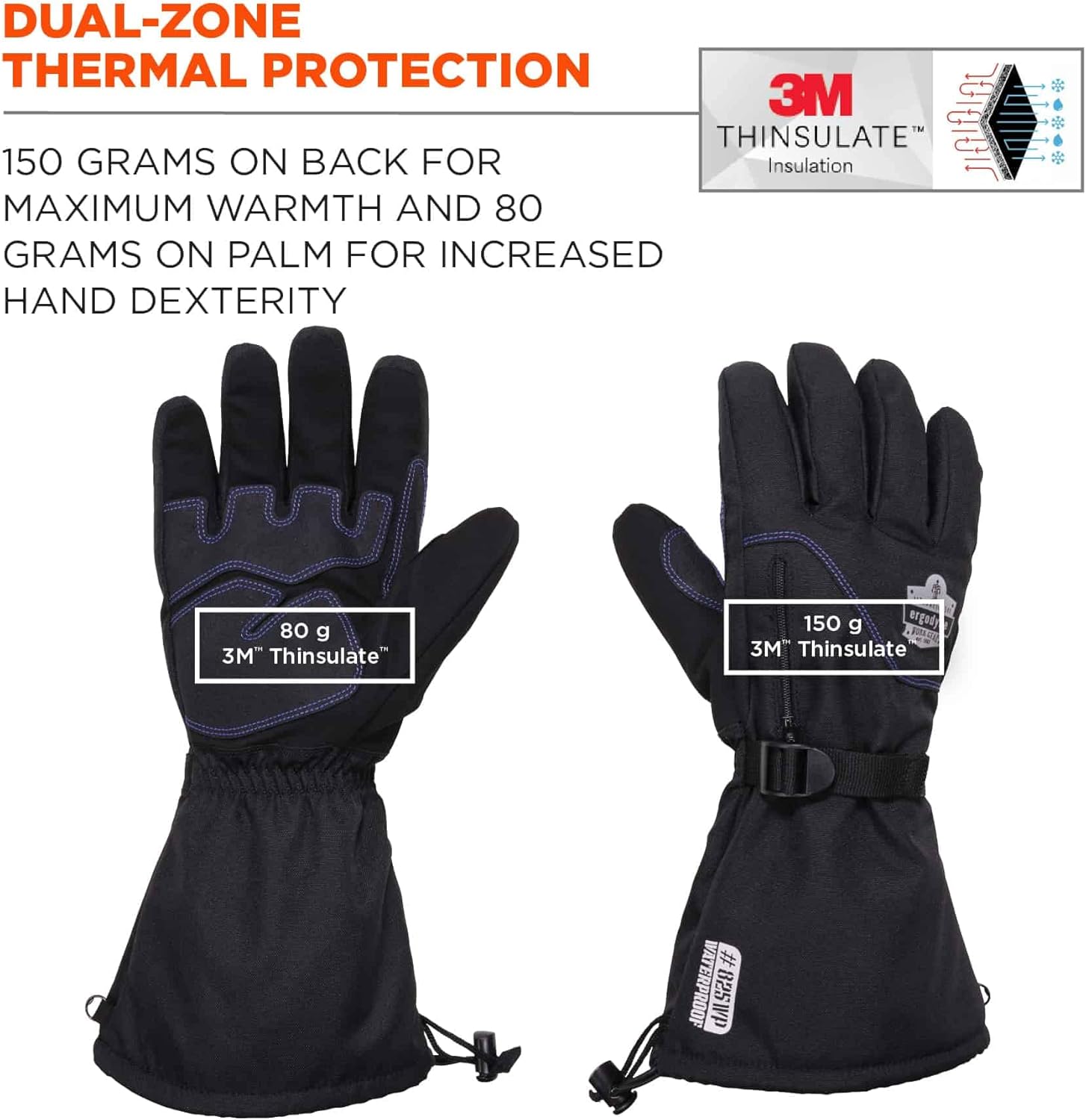 ERGODYNE ProFlex 825WP Thermal Waterproof Winter Work Gloves